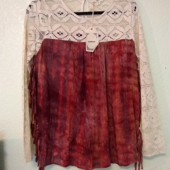 Entro lace tie-dye tassel side boho long sleeve - Picture 6 of 8